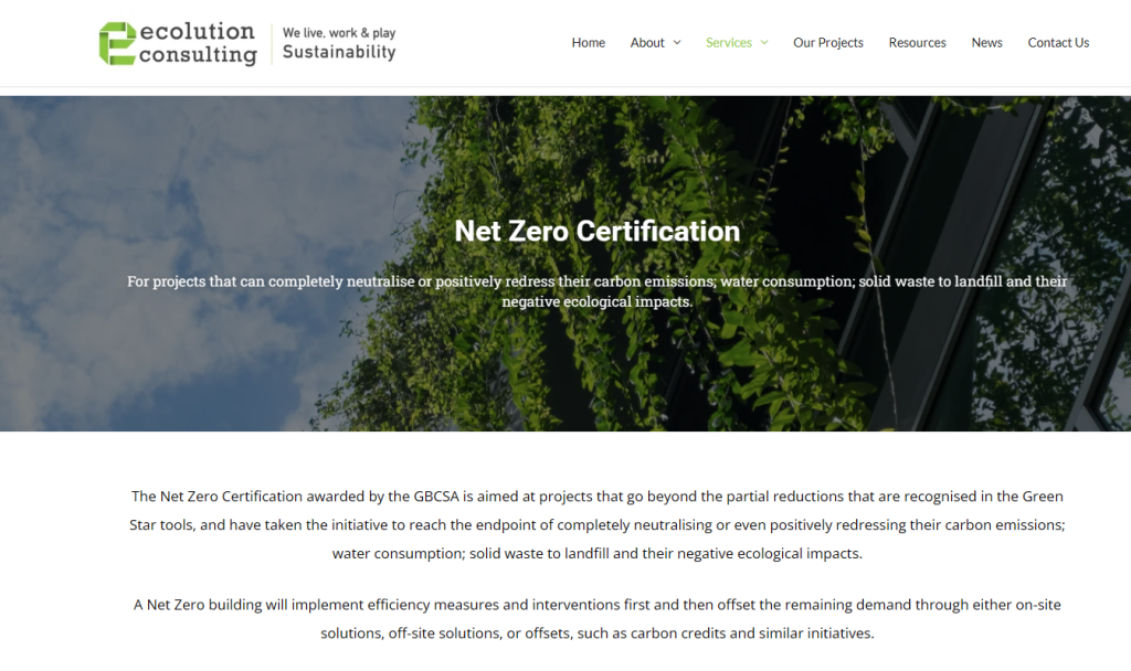 Ecolution Consulting Net Zero Consultants Homepage