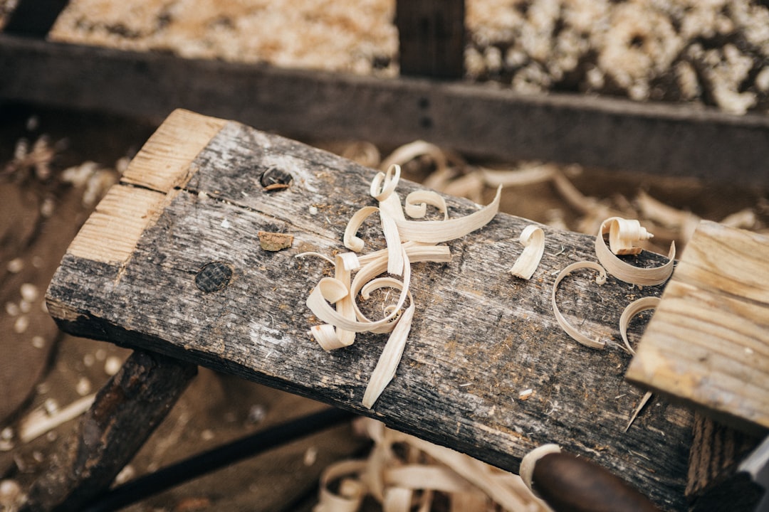 sawdust on plank